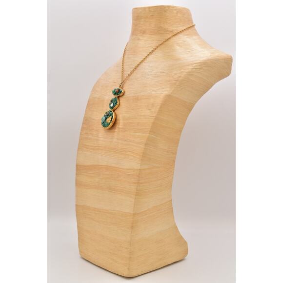 Sparkling Sage Pendant Necklace Green Press Glass Crystal Fall Autumn Leaf Bin3D - Picture 9 of 12